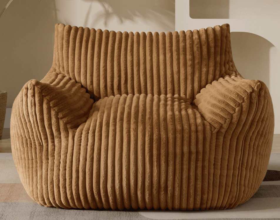 Giant Plush Bean Bag Chair for Adults with Armrests