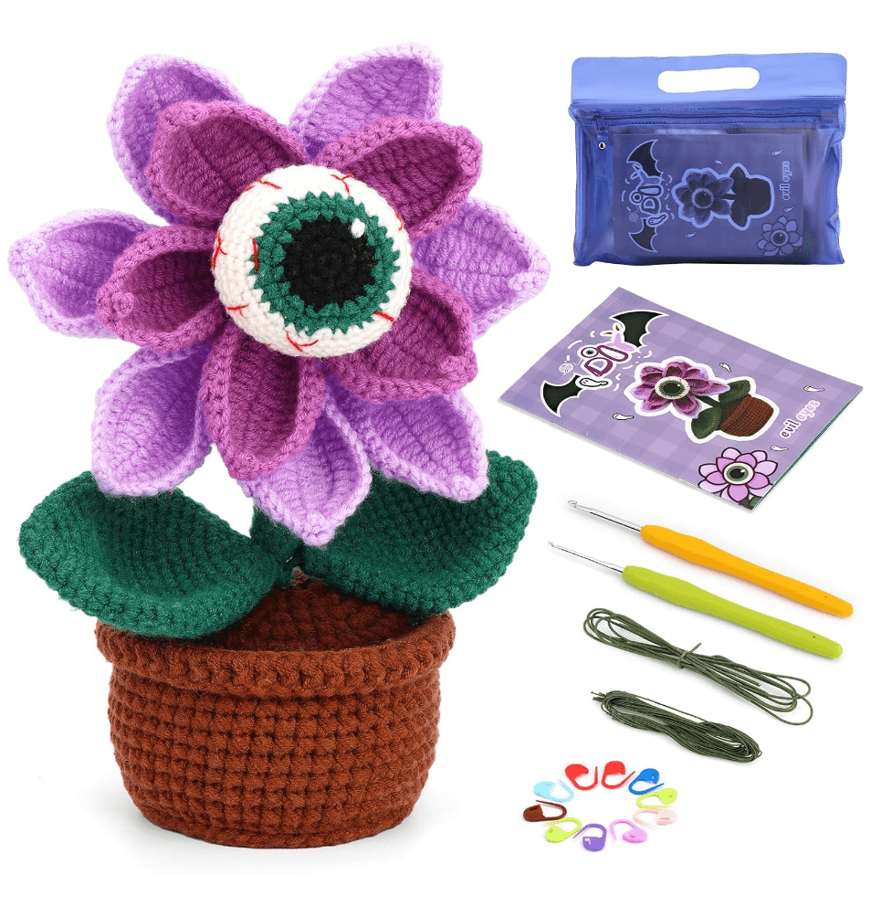 Crochet Kit, Big-Eyed Knitting Kit for Beginner, Crochet Starter Kit for Complete Beginners Adults