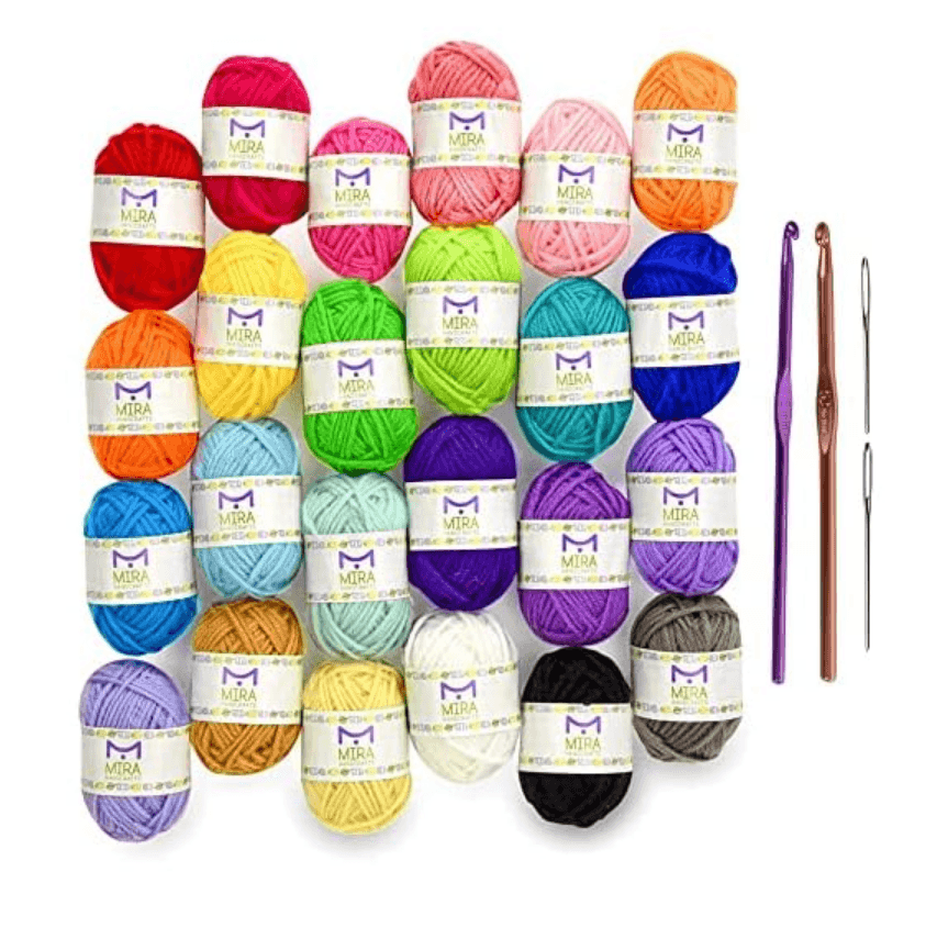Mira HandCrafts Crochet and Knitting Starter Kit for Colorful Arts and Crafts