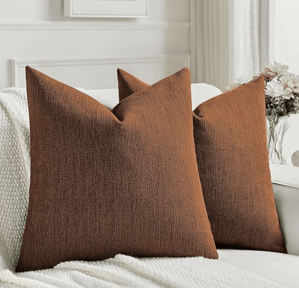 Rust Chenille Decorative Throw Pillow Covers