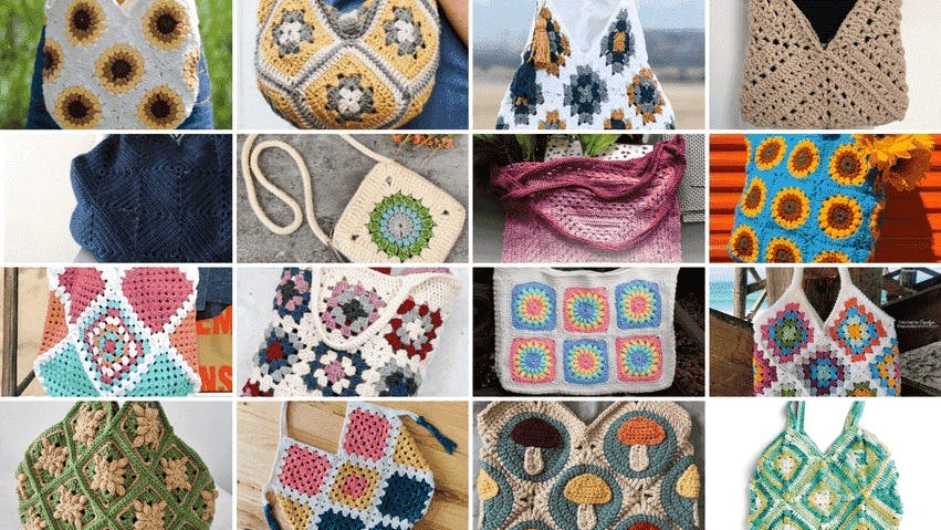 16 Free Crochet Granny Square Bags
