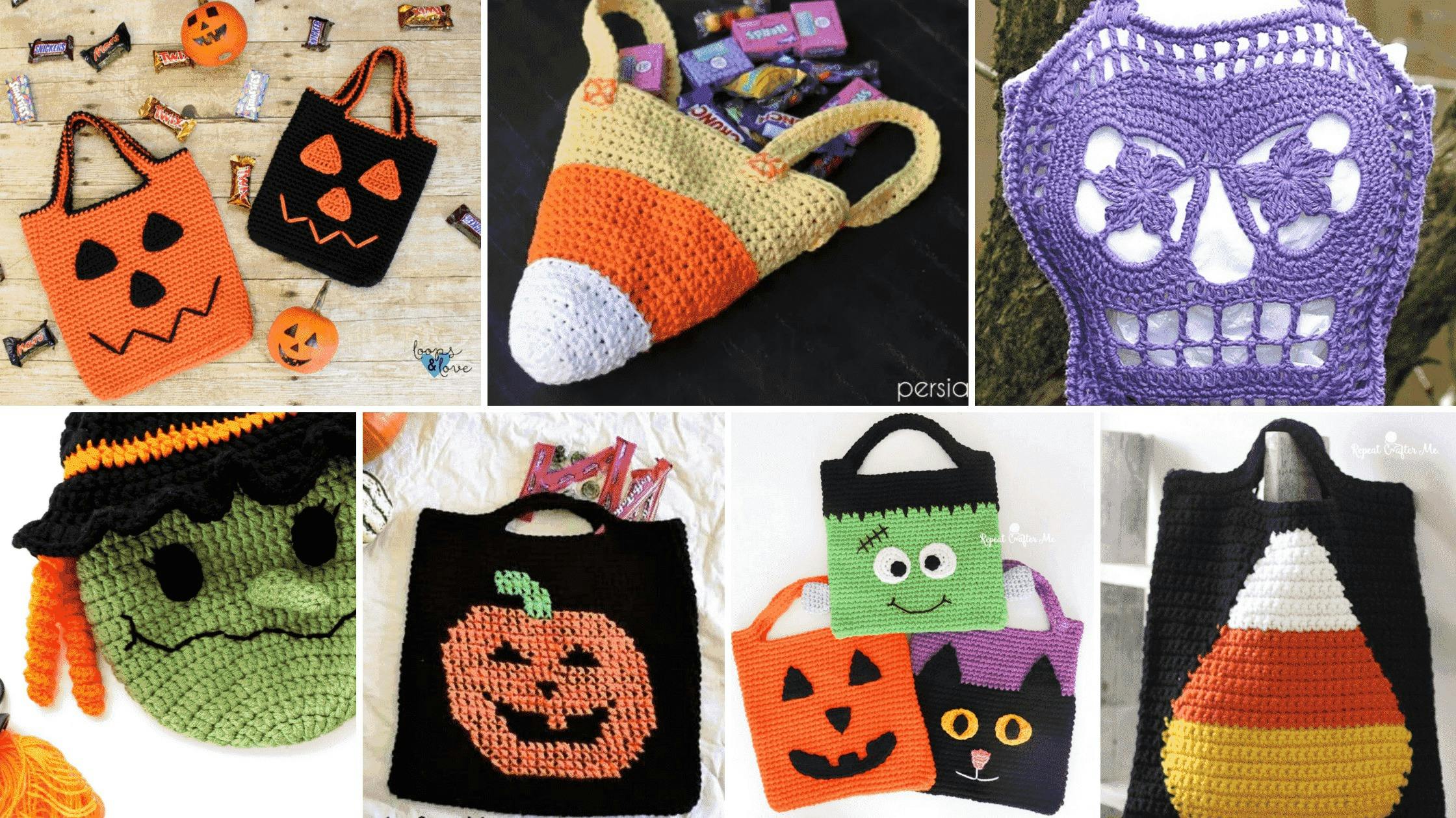 7 Crochet Halloween Trick-or-Treat Bag Patterns