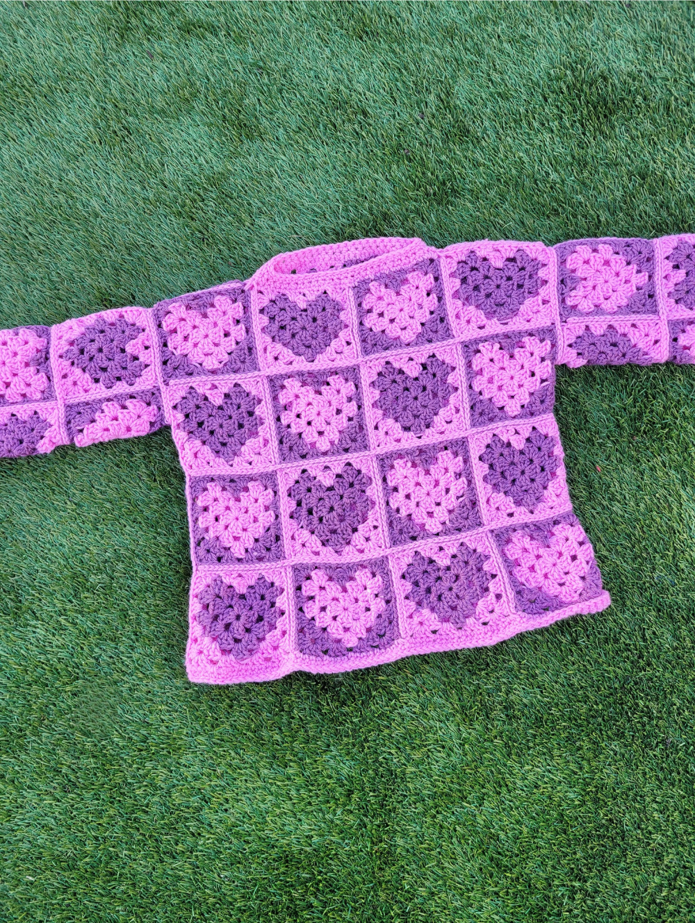 Valentines Heart Granny Square Sweater
